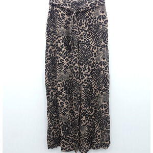 Weekend by Suzanne Betro Pull On Wide Leg Pants Size XL Black Multi Rayon NEW